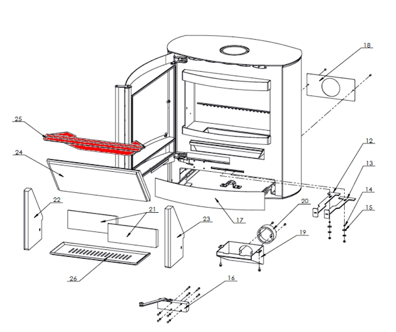 Fireplace Adamis Spanningsomleiding boven